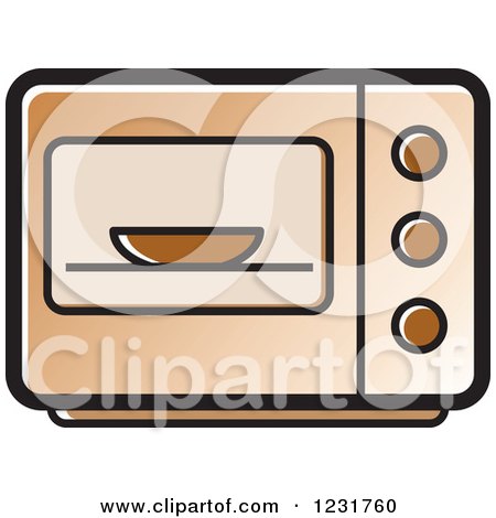 Clipart of a Brown Microwave Icon - Royalty Free Vector Illustration by Lal Perera