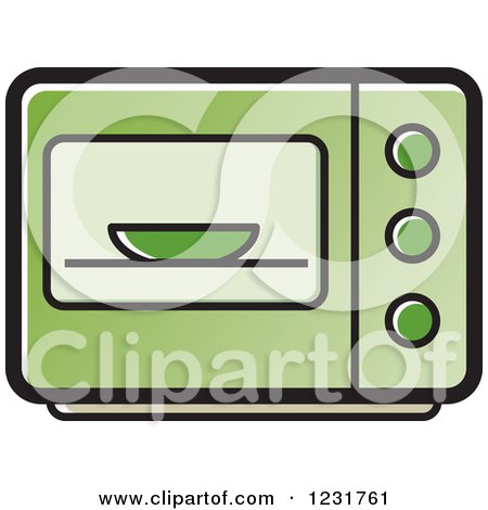 Clipart of a Green Microwave Icon - Royalty Free Vector Illustration by Lal Perera