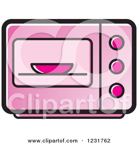 Clipart of a Pink Microwave Icon - Royalty Free Vector Illustration by Lal Perera