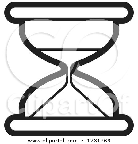 Clipart of a Black and White Hourglass Icon - Royalty Free Vector Illustration by Lal Perera