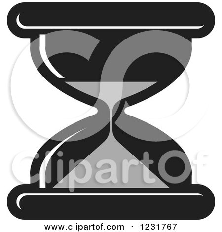 Clipart of a Grayscale Hourglass Icon - Royalty Free Vector Illustration by Lal Perera