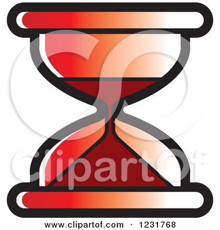 Clipart of a Red Hourglass Icon - Royalty Free Vector Illustration by Lal Perera