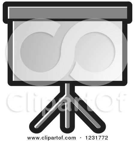 Clipart of a Gray Projector Screen Icon - Royalty Free Vector Illustration by Lal Perera