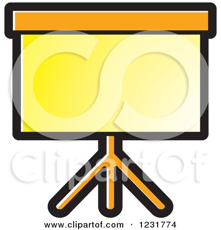 Clipart of a Yellow Projector Screen Icon - Royalty Free Vector Illustration by Lal Perera