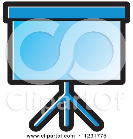 Clipart of a Blue Projector Screen Icon - Royalty Free Vector Illustration by Lal Perera