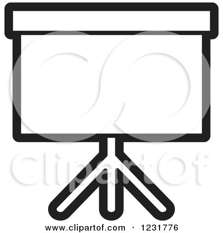 Clipart of a Black and White Projector Screen Icon - Royalty Free Vector Illustration by Lal Perera