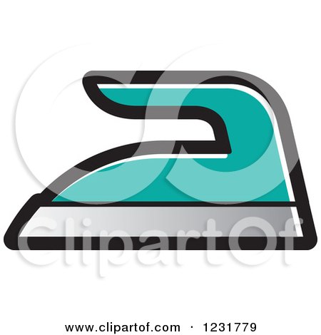 Clipart of a Turquoise Iron Icon - Royalty Free Vector Illustration by Lal Perera