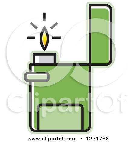 Clipart of a Green Lighter Icon - Royalty Free Vector Illustration by Lal Perera