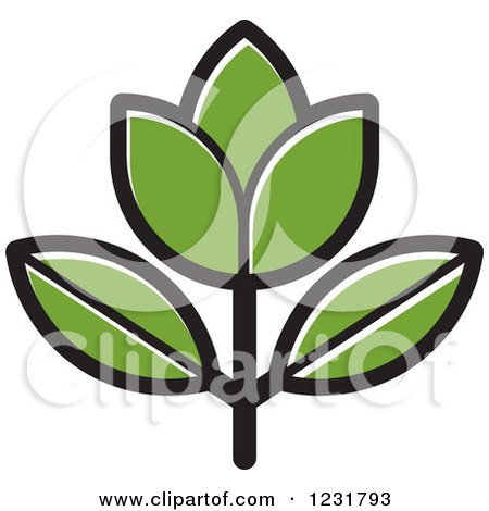 Clipart of a Green Flower Icon - Royalty Free Vector Illustration by Lal Perera