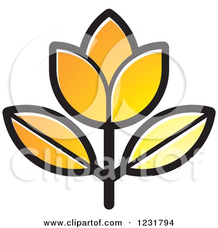 Clipart of a Yellow Flower Icon - Royalty Free Vector Illustration by Lal Perera