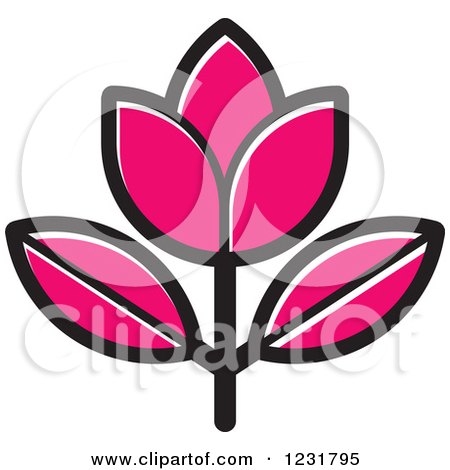Clipart of a Pink Flower Icon - Royalty Free Vector Illustration by Lal Perera