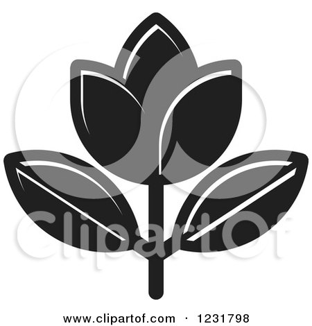 Clipart of a Black Flower Icon - Royalty Free Vector Illustration by Lal Perera