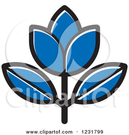 Clipart of a Blue Flower Icon - Royalty Free Vector Illustration by Lal Perera