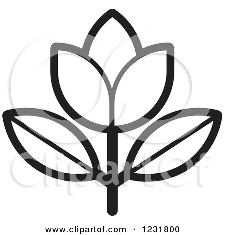 Clipart of a Black and White Flower Icon - Royalty Free Vector Illustration by Lal Perera