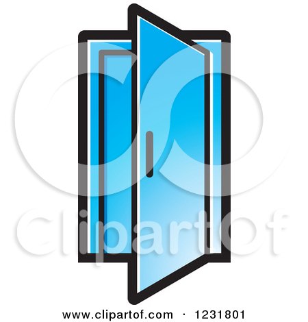 Clipart of a Blue Open Door Icon - Royalty Free Vector Illustration by Lal Perera