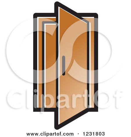 Clipart of a Brown Open Door Icon - Royalty Free Vector Illustration by Lal Perera