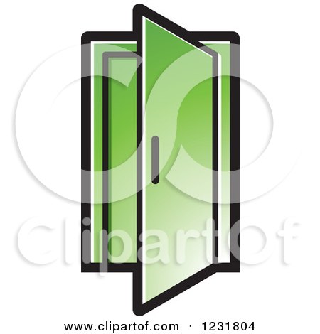 Clipart of a Green Open Door Icon - Royalty Free Vector Illustration by Lal Perera