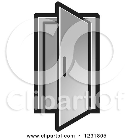 Clipart of a Silver Open Door Icon - Royalty Free Vector Illustration by Lal Perera