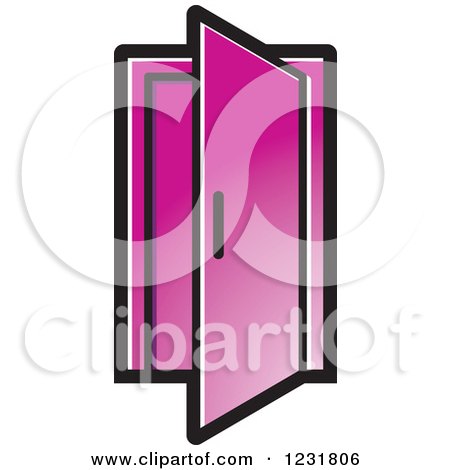 Clipart of a Purple Open Door Icon - Royalty Free Vector Illustration by Lal Perera