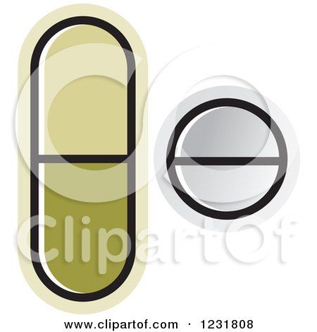 Clipart of a Green and White Pills Icon - Royalty Free Vector Illustration by Lal Perera