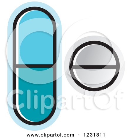 Clipart of a Blue and White Pills Icon - Royalty Free Vector Illustration by Lal Perera