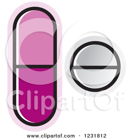 Clipart of a Purple and White Pills Icon - Royalty Free Vector Illustration by Lal Perera