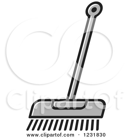 Clipart of a Gray Push Broom Icon - Royalty Free Vector Illustration by Lal Perera