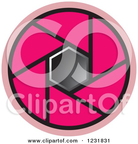 Clipart of a Pink Photography Lens Aperture Icon - Royalty Free Vector Illustration by Lal Perera