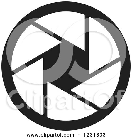 Clipart of a Black and White Photography Lens Aperture Icon - Royalty Free Vector Illustration by Lal Perera