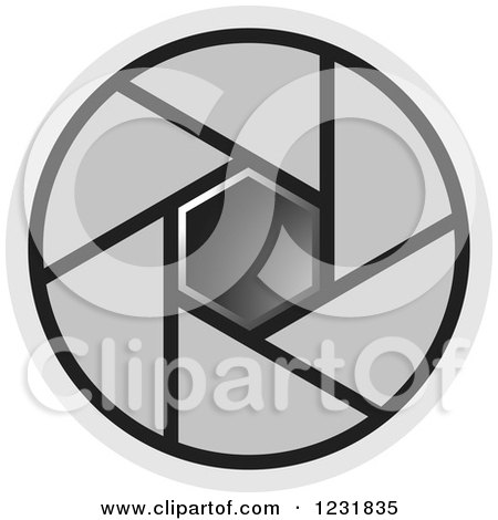 Clipart of a Grey Photography Lens Aperture Icon - Royalty Free Vector Illustration by Lal Perera