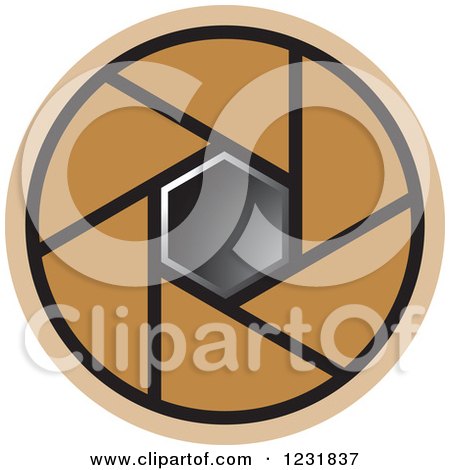 Clipart of a Brown Photography Lens Aperture Icon - Royalty Free Vector Illustration by Lal Perera