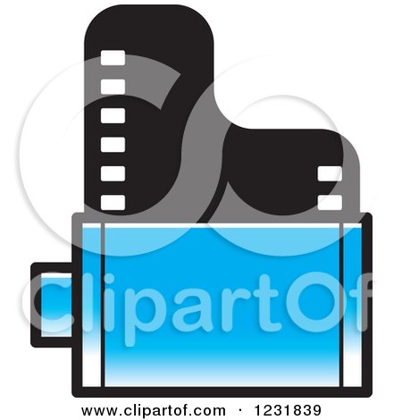 Clipart of a Blue Film Roll Icon - Royalty Free Vector Illustration by Lal Perera