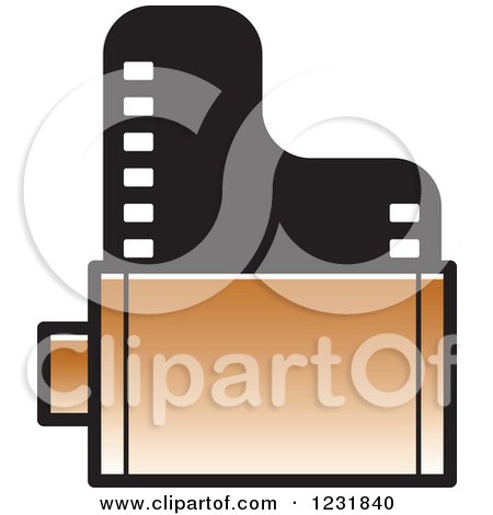 Clipart of a Brown Film Roll Icon - Royalty Free Vector Illustration by Lal Perera