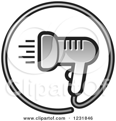 Clipart of a Silver Hair Blow Dryer Icon - Royalty Free Vector Illustration by Lal Perera