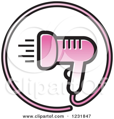 Clipart of a Pink Hair Blow Dryer Icon - Royalty Free Vector Illustration by Lal Perera