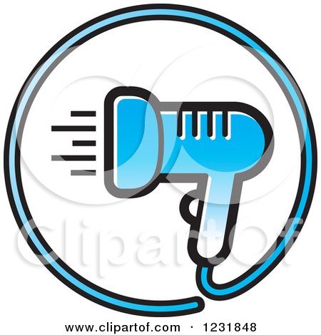Clipart of a Blue Hair Blow Dryer Icon - Royalty Free Vector Illustration by Lal Perera