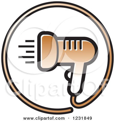 Clipart of a Brown Hair Blow Dryer Icon - Royalty Free Vector Illustration by Lal Perera