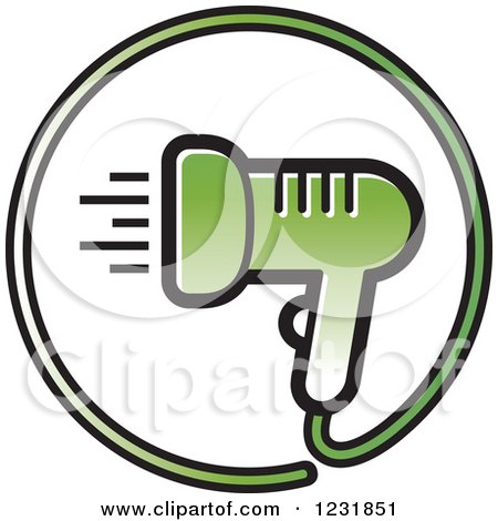 Clipart of a Green Hair Blow Dryer Icon - Royalty Free Vector Illustration by Lal Perera