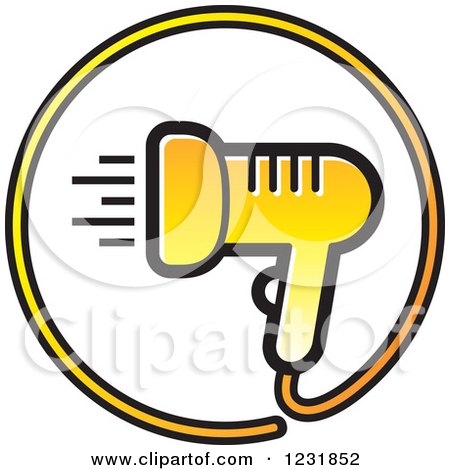 Clipart of a Yellow Hair Blow Dryer Icon - Royalty Free Vector Illustration by Lal Perera