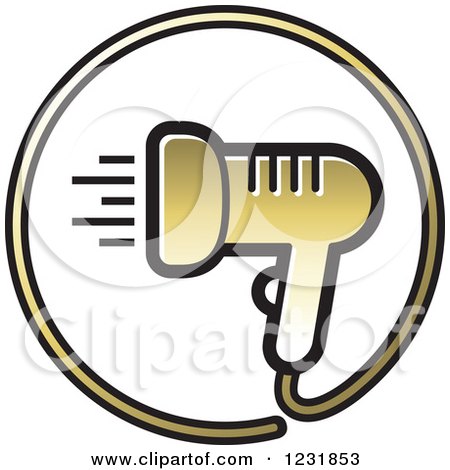 Clipart of a Gold Hair Blow Dryer Icon - Royalty Free Vector Illustration by Lal Perera