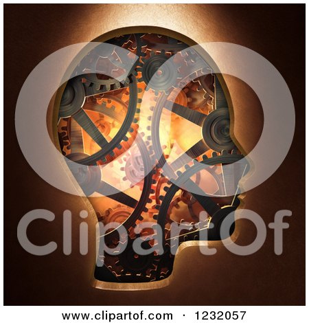 Clipart of a 3d Head Made of Gear Cog Wheels - Royalty Free Illustration by Mopic