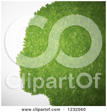 Clipart of 3d Green Leaves Forming a Profiled Face - Royalty Free Illustration by Mopic