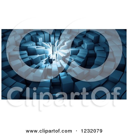 Clipart of a 3d Light Shining from a Core of Cubes - Royalty Free Illustration by Mopic