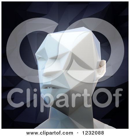 Clipart of a 3d Geometric Ai Head - Royalty Free Illustration by Mopic