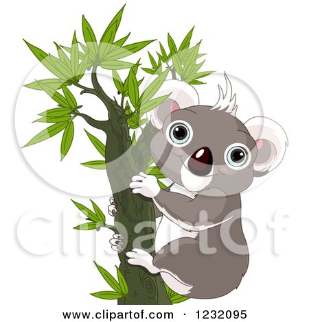 Clipart of a Happy Koala in a Tree - Royalty Free Vector Illustration by Pushkin