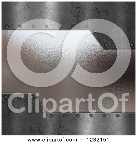 Clipart of a 3d Scratched Metal Background with Text Space - Royalty Free Illustration by KJ Pargeter
