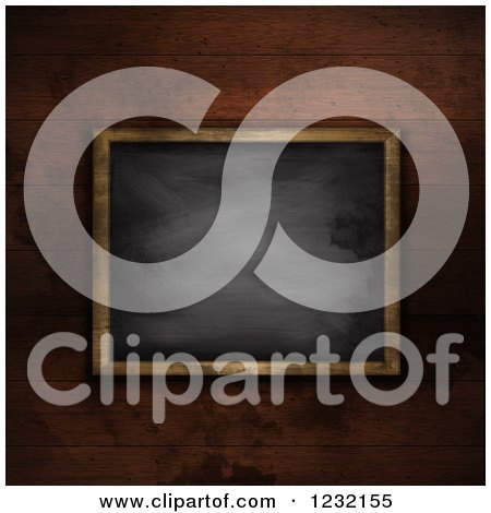 Clipart of a 3d Framed Blackboard over Wood - Royalty Free Illustration by KJ Pargeter