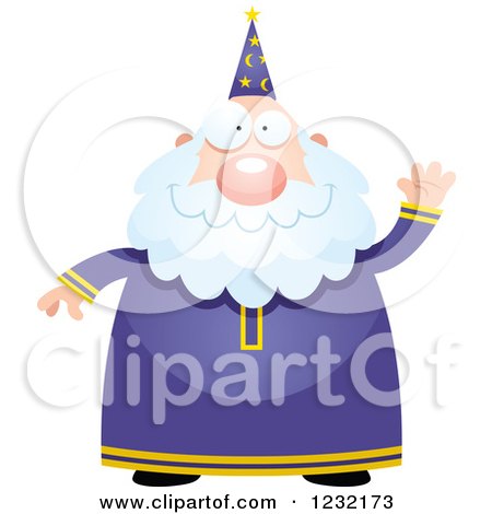 Clipart of a Friendly Waving Male Wizard - Royalty Free Vector Illustration by Cory Thoman