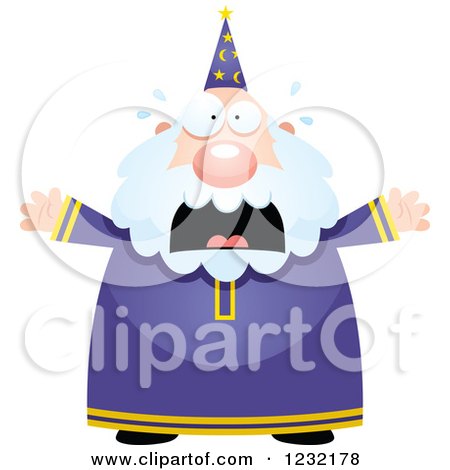 Clipart of a Scared Screaming Male Wizard - Royalty Free Vector Illustration by Cory Thoman
