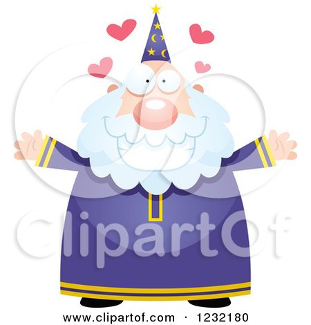 Clipart of a Loving Male Wizard Wanting a Hug - Royalty Free Vector Illustration by Cory Thoman